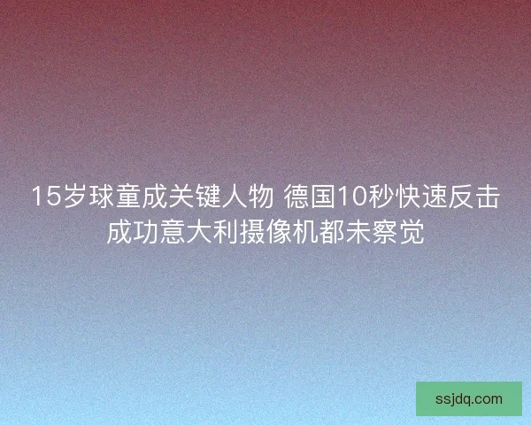 15岁球童成关键人物 德国10秒快速反击成功意大利摄像机都未察觉